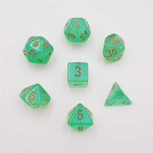 Borealis Light Green Gold - Polyhedral Rollespils Terning Sæt - Chessex